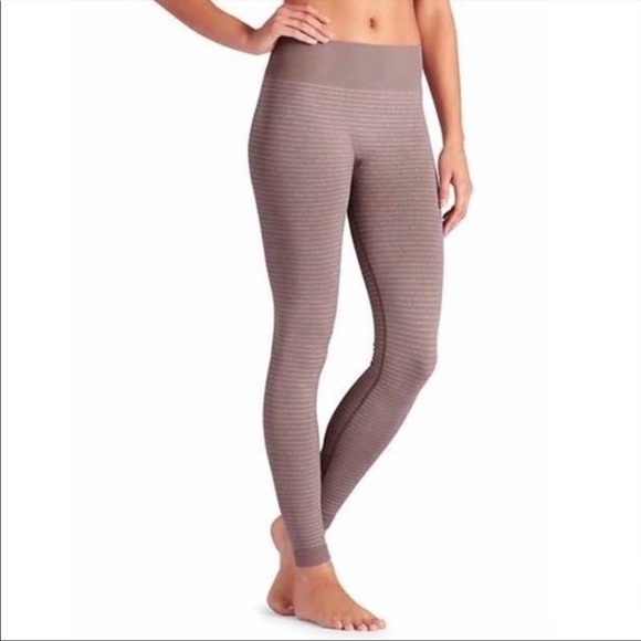 Athleta Pants - Athleta Mauve Brown Striped Seamless Leggings